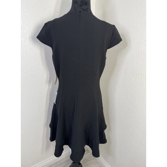 Eliza J‎ Black Short Sleeve Tiered Hem Dress Size 10 - Picture 2 of 5